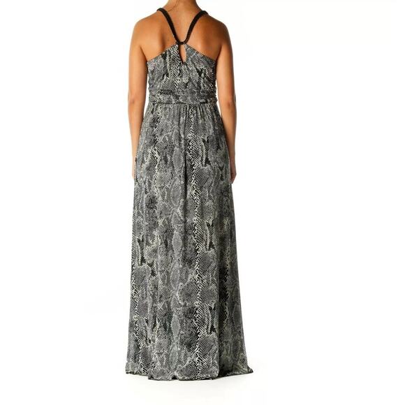 EXPRESS Snakeskin Maxi Dress Strappy Sleeveless Animal Print Black White Size XS - Picture 2 of 11